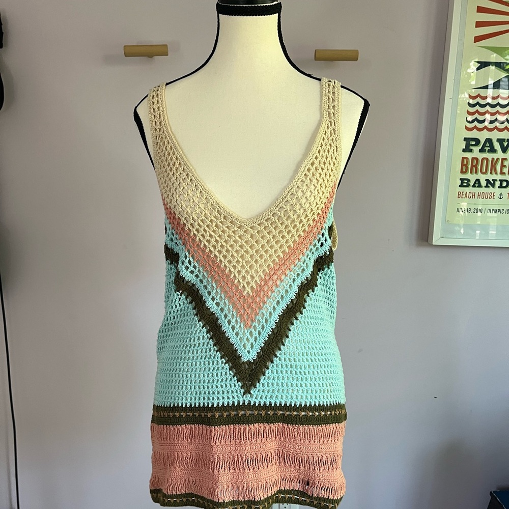 Multicolor V-Neck Crochet Tank Top (Hand made) - Picture 3 of 5